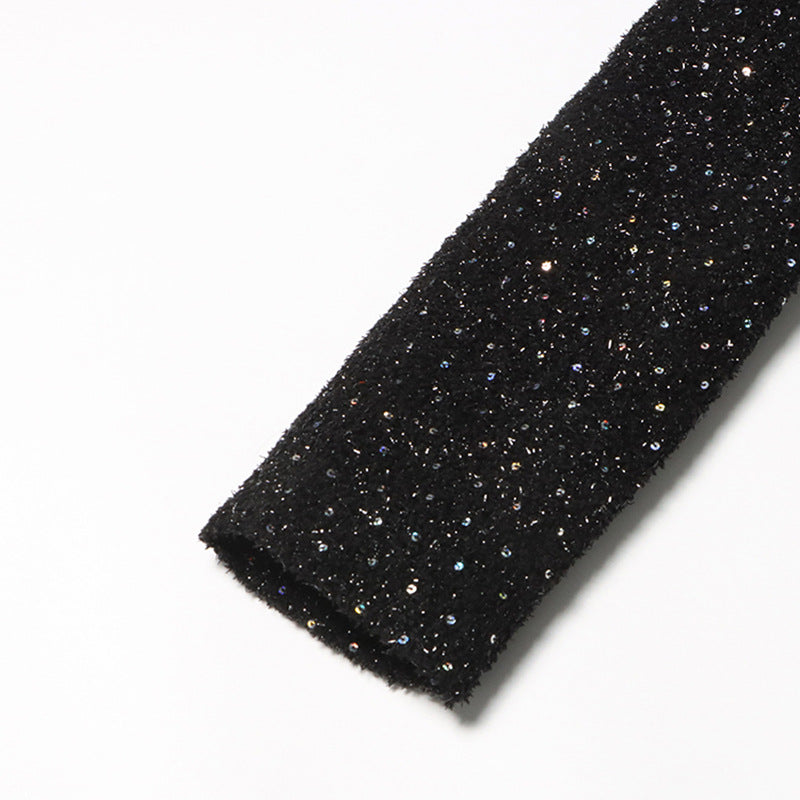 beaded sequin design Turndown Collar long-sleeved short dress 13