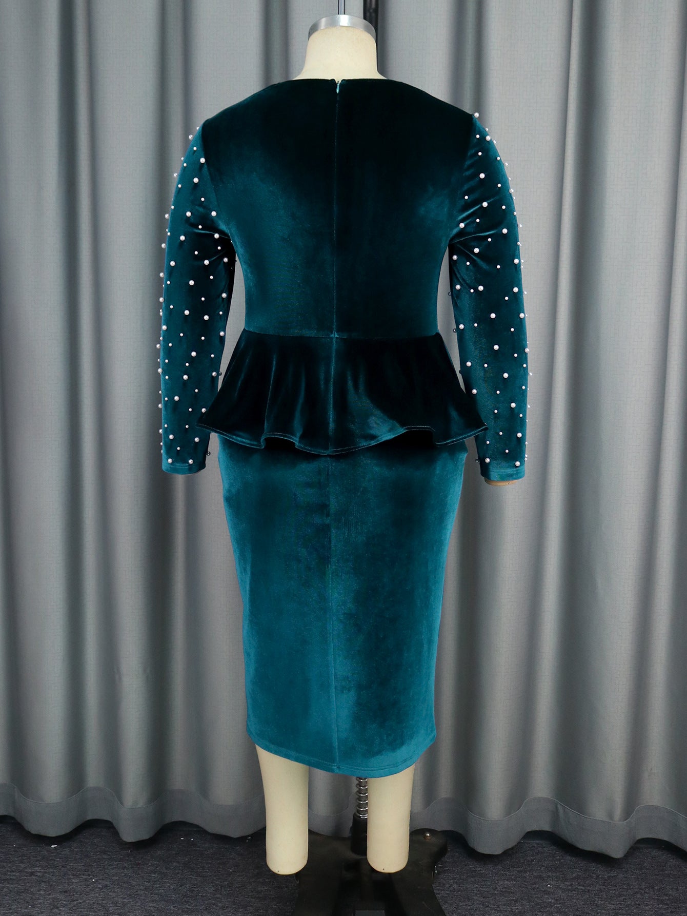 Women Elegant Long Sleeve Beaded Dress 6