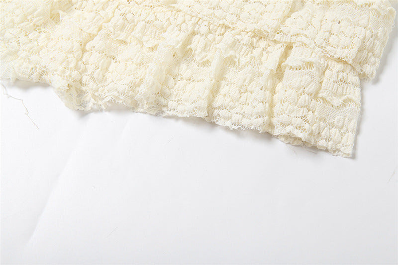 Summer Fashion Chic Sweet Solid Color Hollow Slim Pleated Two Piece Shorts Set For Women 19