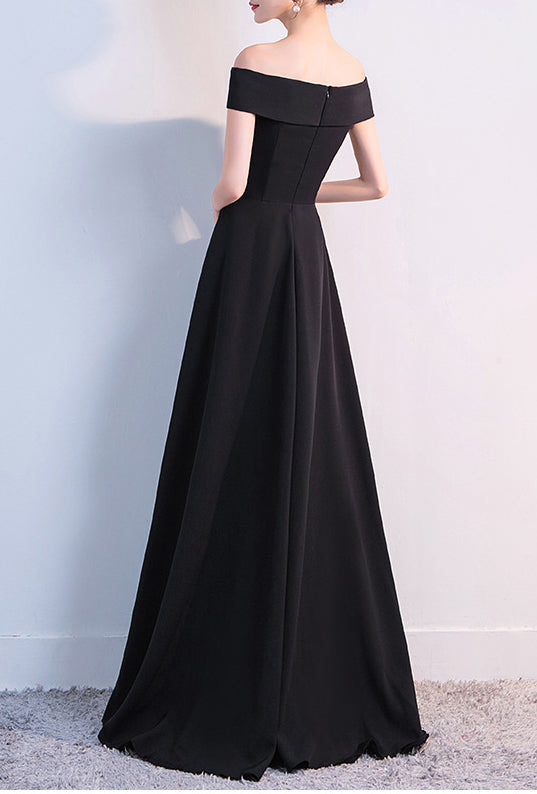 Women Black Party Dress Sexy Off Shoulder Evening Dress 8