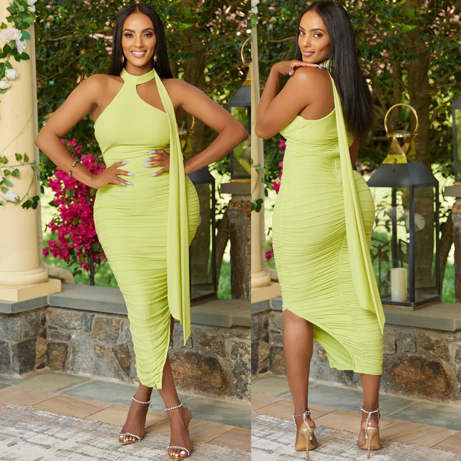 Autumn Winter Women's Sexy Tight Fitting Sleeveless Irregular Bodycon Dress 5