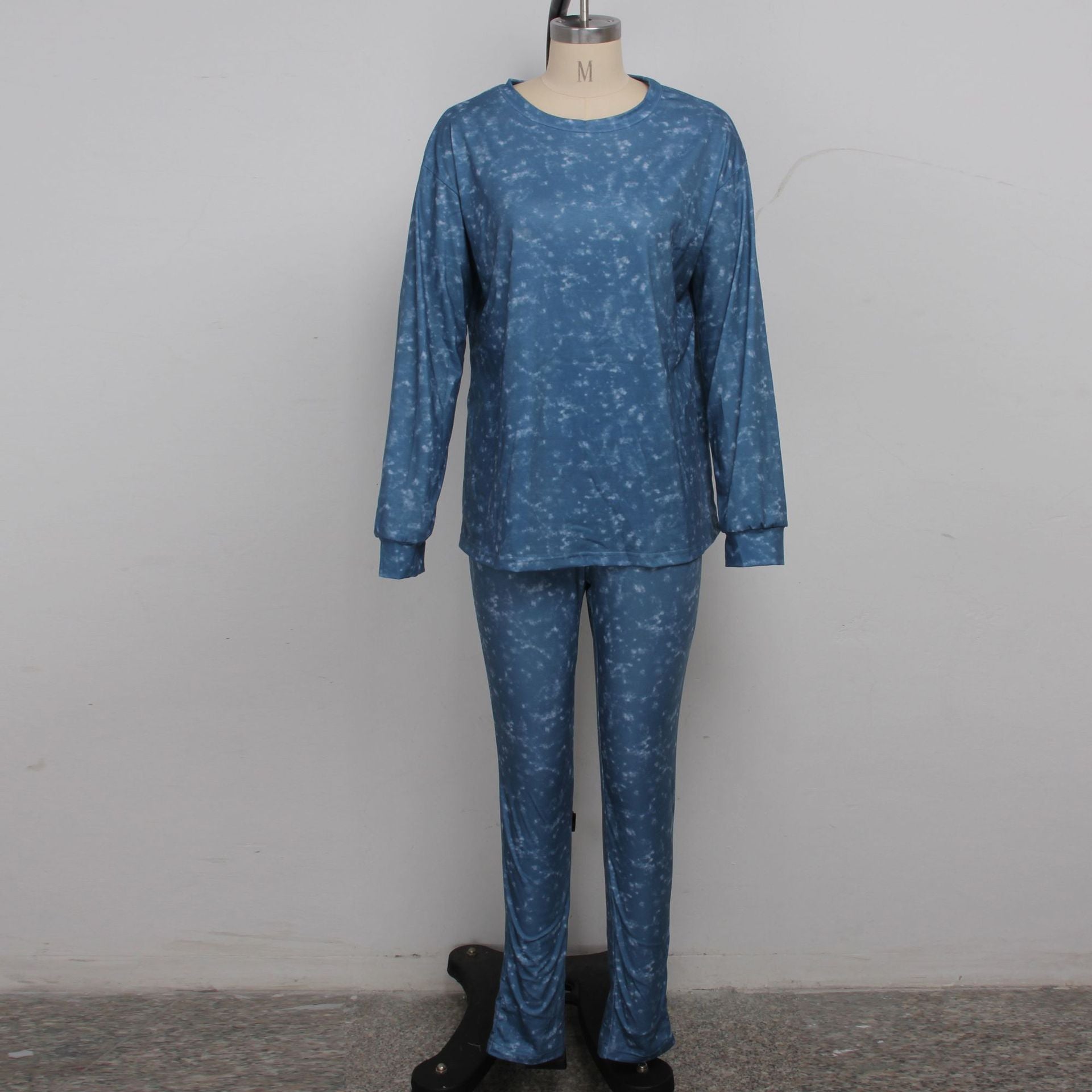 Women's Casual Fashion Casual Round Neck Long Sleeve Two-Piece Pants Set 10