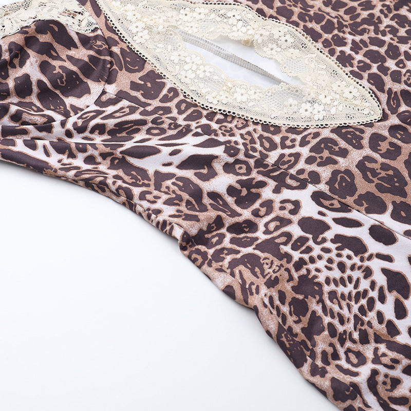 Summer Leopard Slit Strap Women's Dress 13