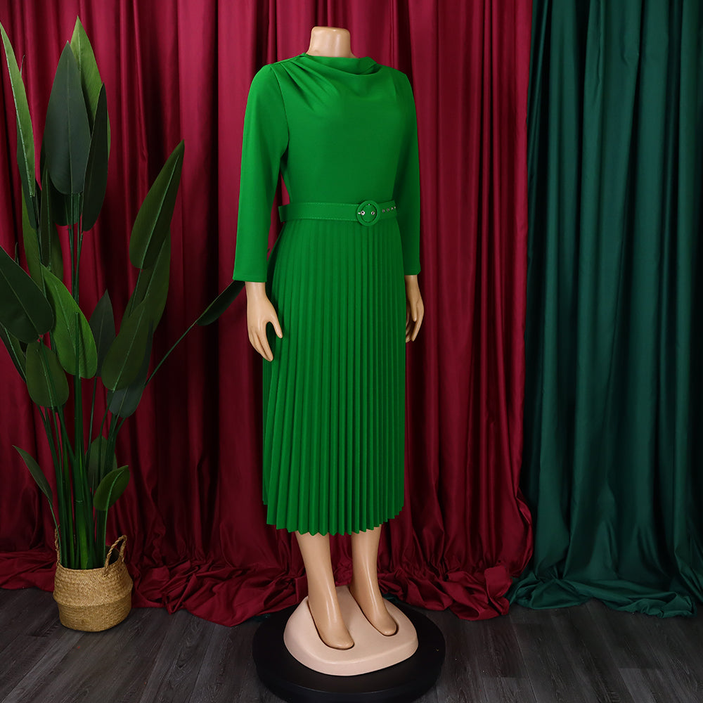 Women's Fashion Chic Elegant Pleated Elegant Solid Color Plus Size Dress 25