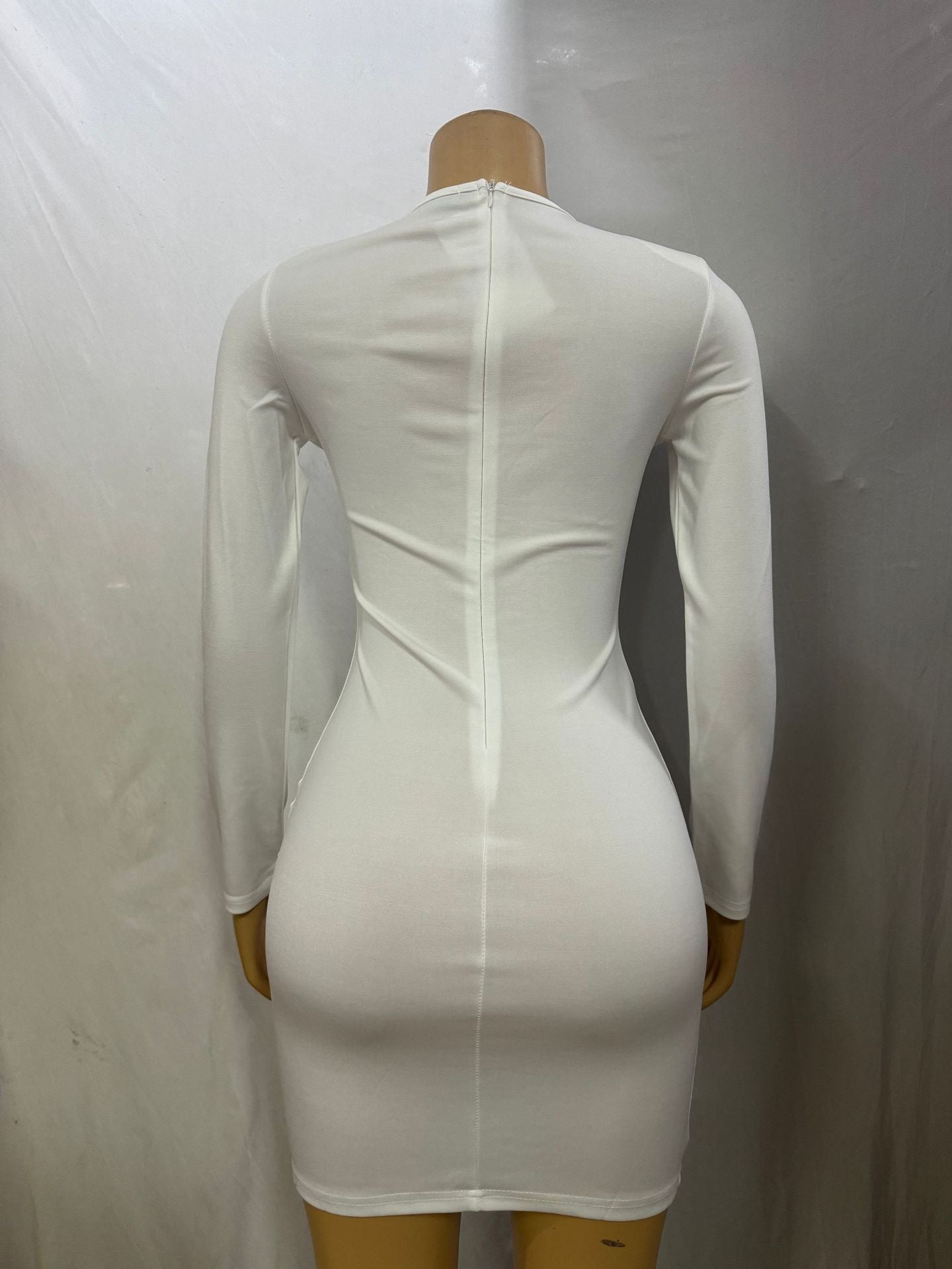 Women Round Neck Sexy Hollow Bodycon Long Sleeve Dress 12