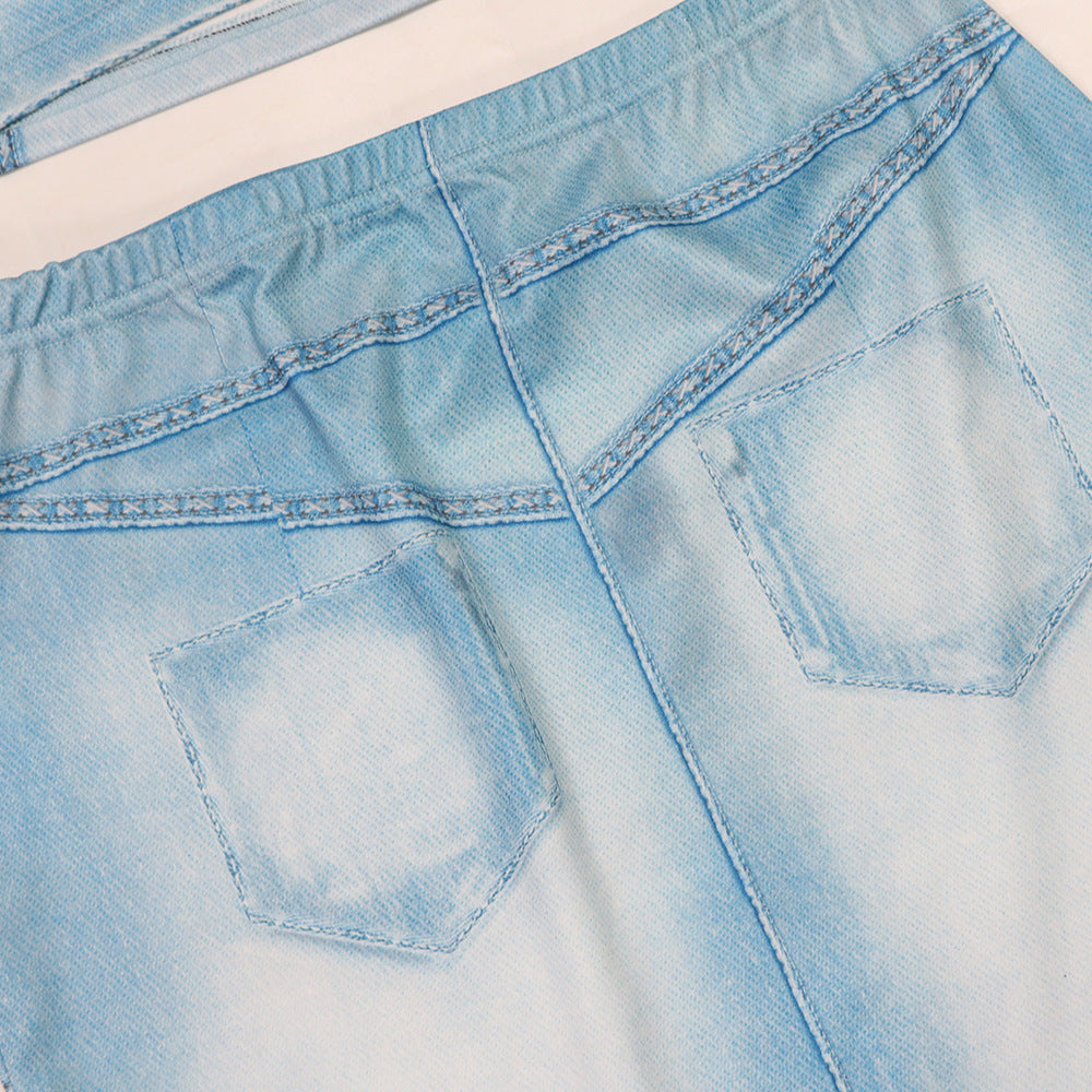 Women Printed Strapless Top and Skirt Sexy Two-piece Set 6