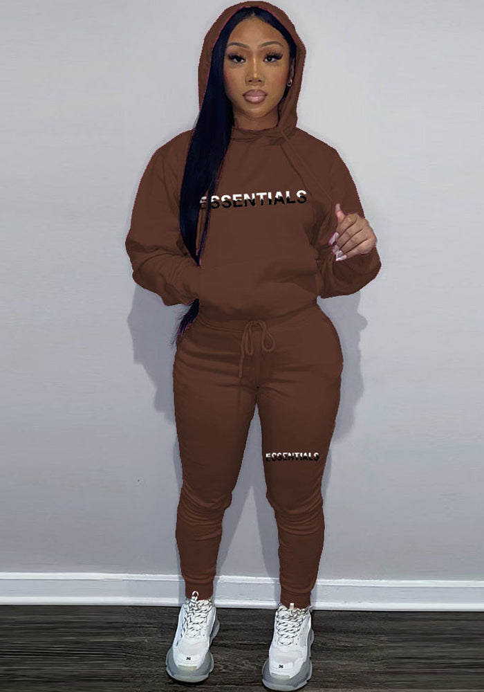 Women's Fleece Hoodies Women's Two Piece Hoodie Casual Print Tracksuit
