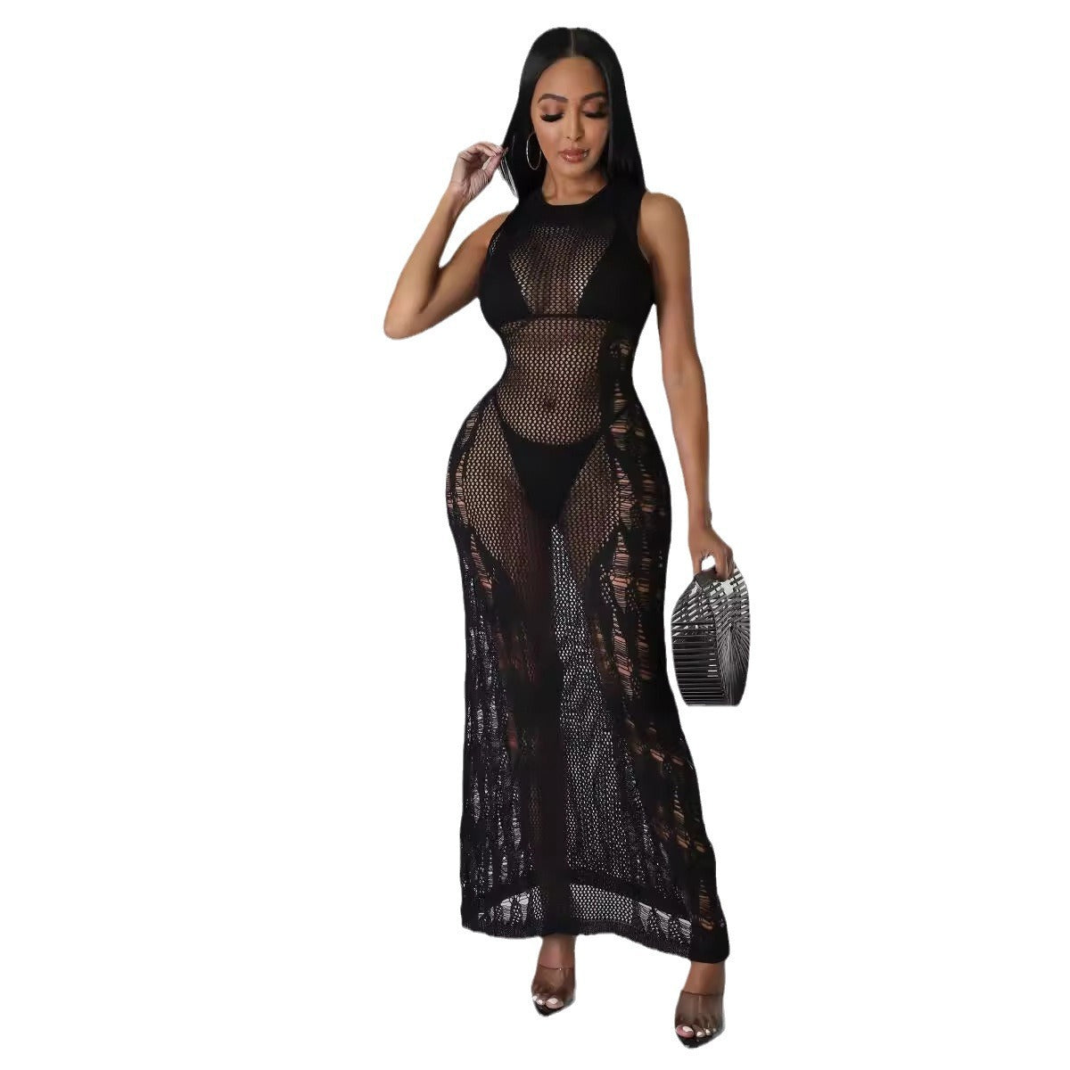 Women Dress Sun Protection Shirt Beach Long Dress Knitting Dress 24