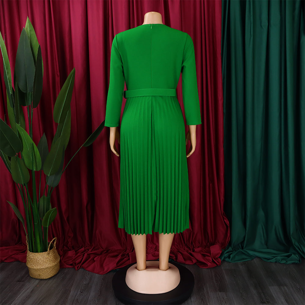 Women's Fashion Chic Elegant Pleated Elegant Solid Color Plus Size Dress 26