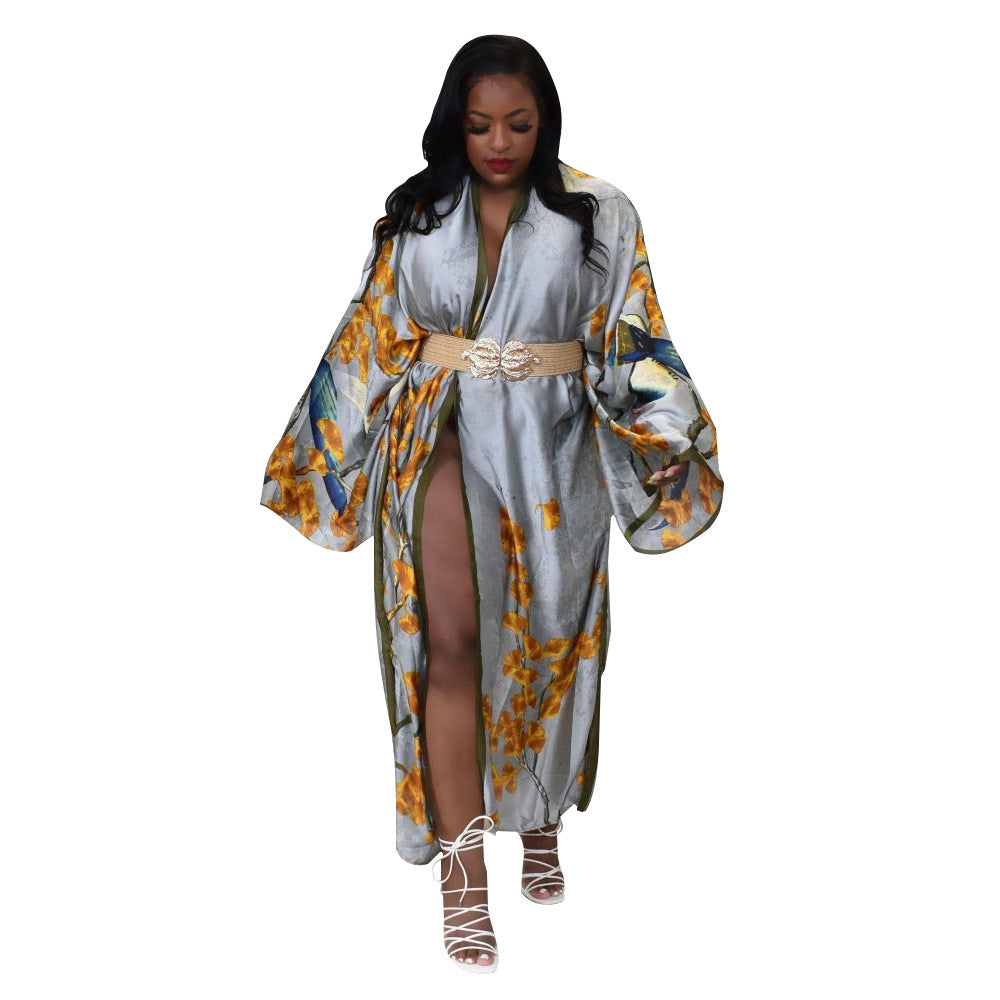Women Casual Long Sleeve Print Robe 30