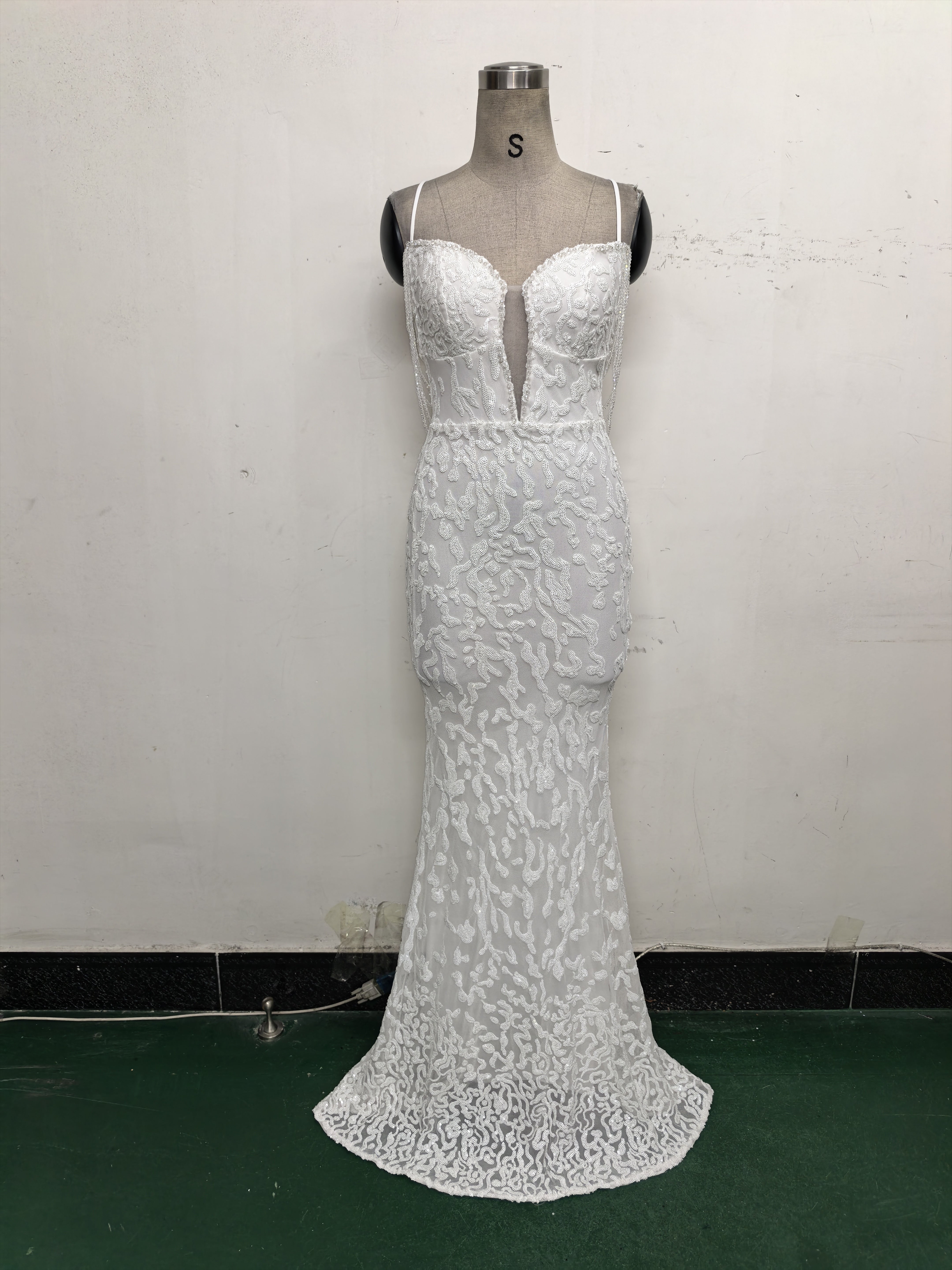 Women crystal diamond sequin embroidery Formal Party evening dress 38