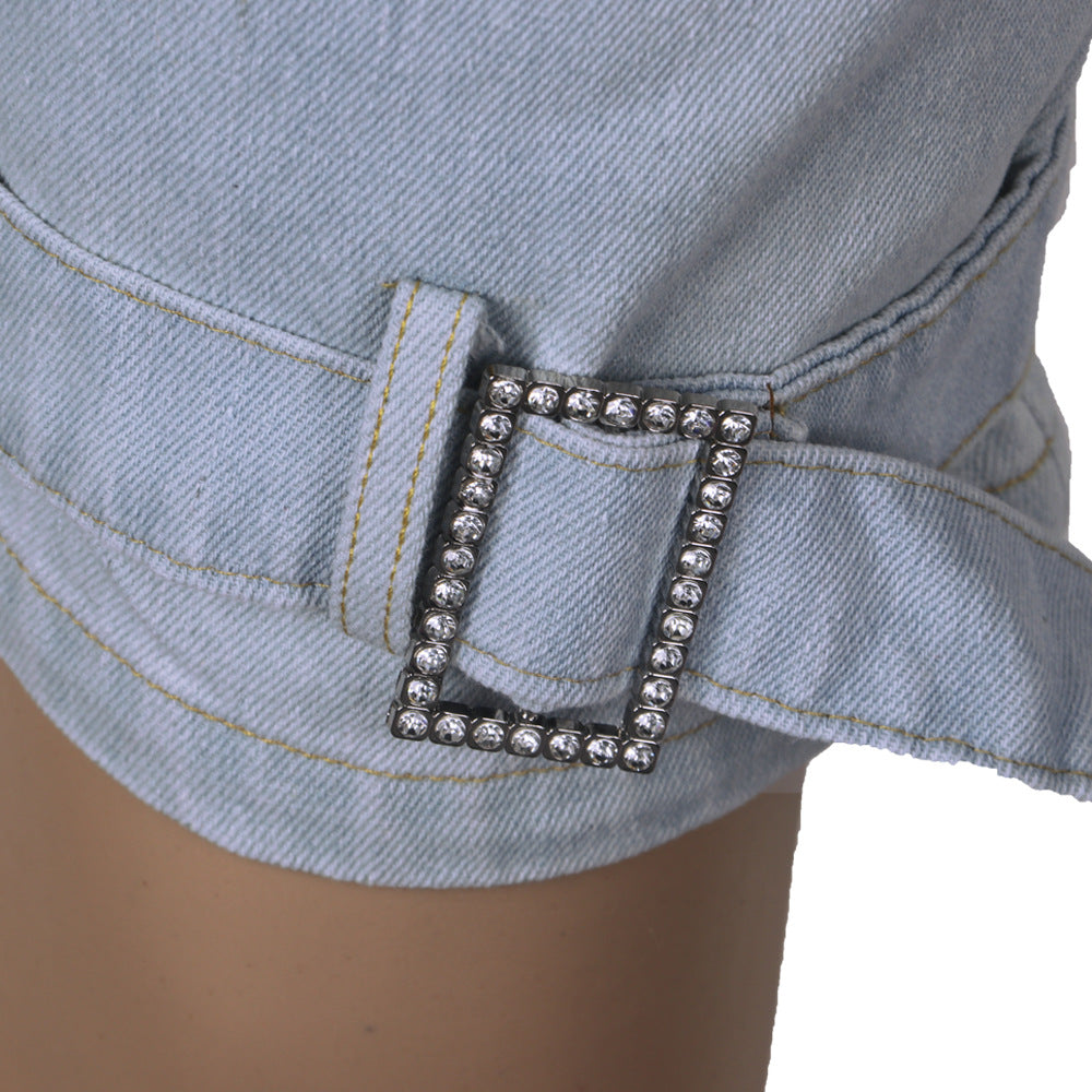 Sexy Women's Mid Rise Straight Light Color Shorts Women's Denim Pants 10