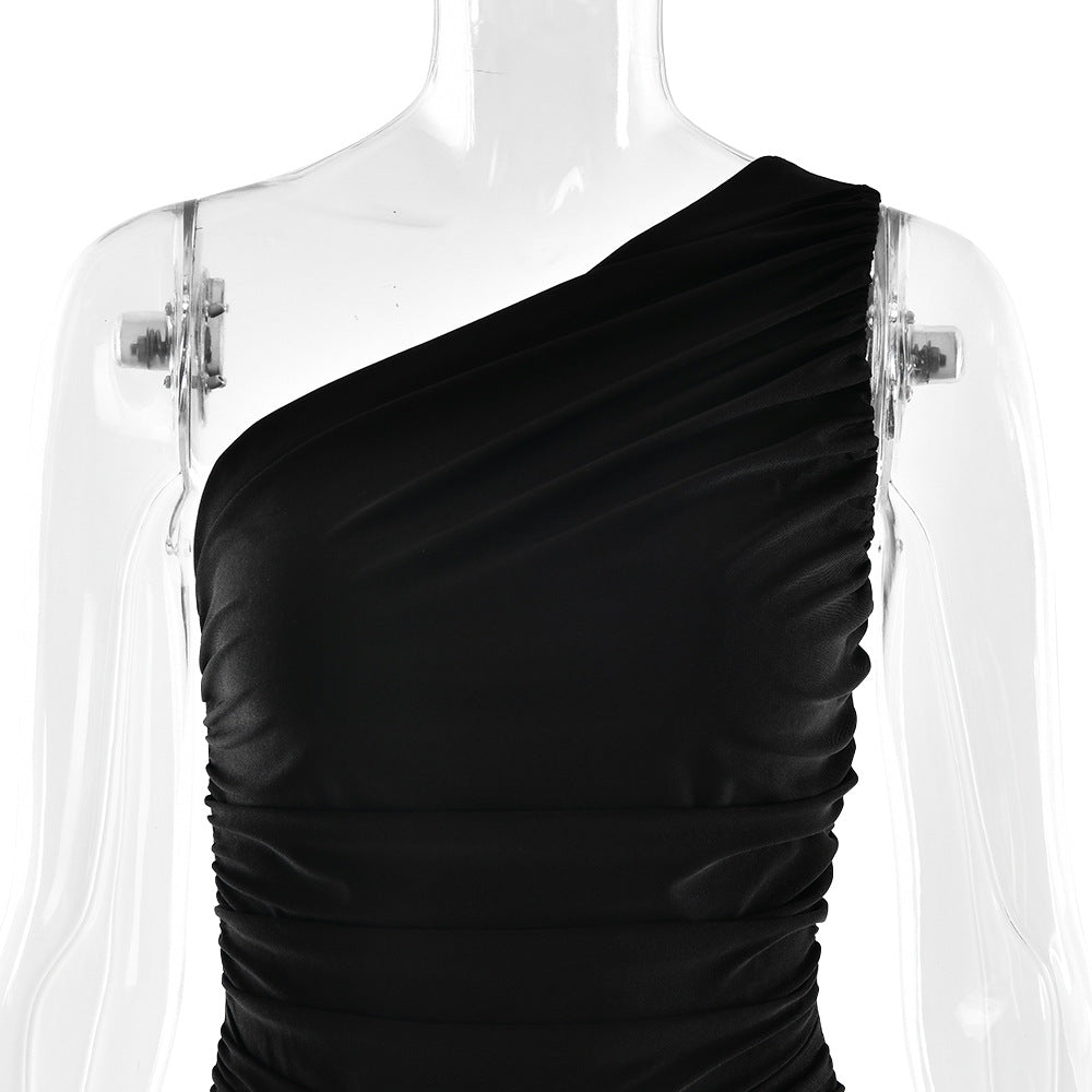 Sexy One-Shoulder Ruffle Bodycon Maxi Dress 11