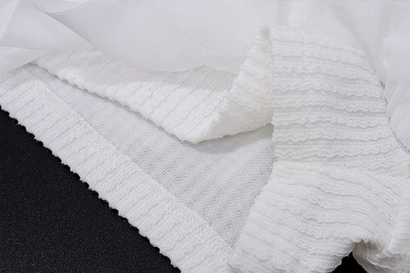 Women Sexy Square Neck Knitting Cardigan Bell Bottom Sleeve Ruffle Top and Shorts Two-piece Set 19