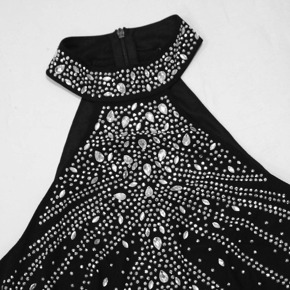 Halter Neck Beaded Nightclub Women Party Style Sexy Bodycon Dress 16