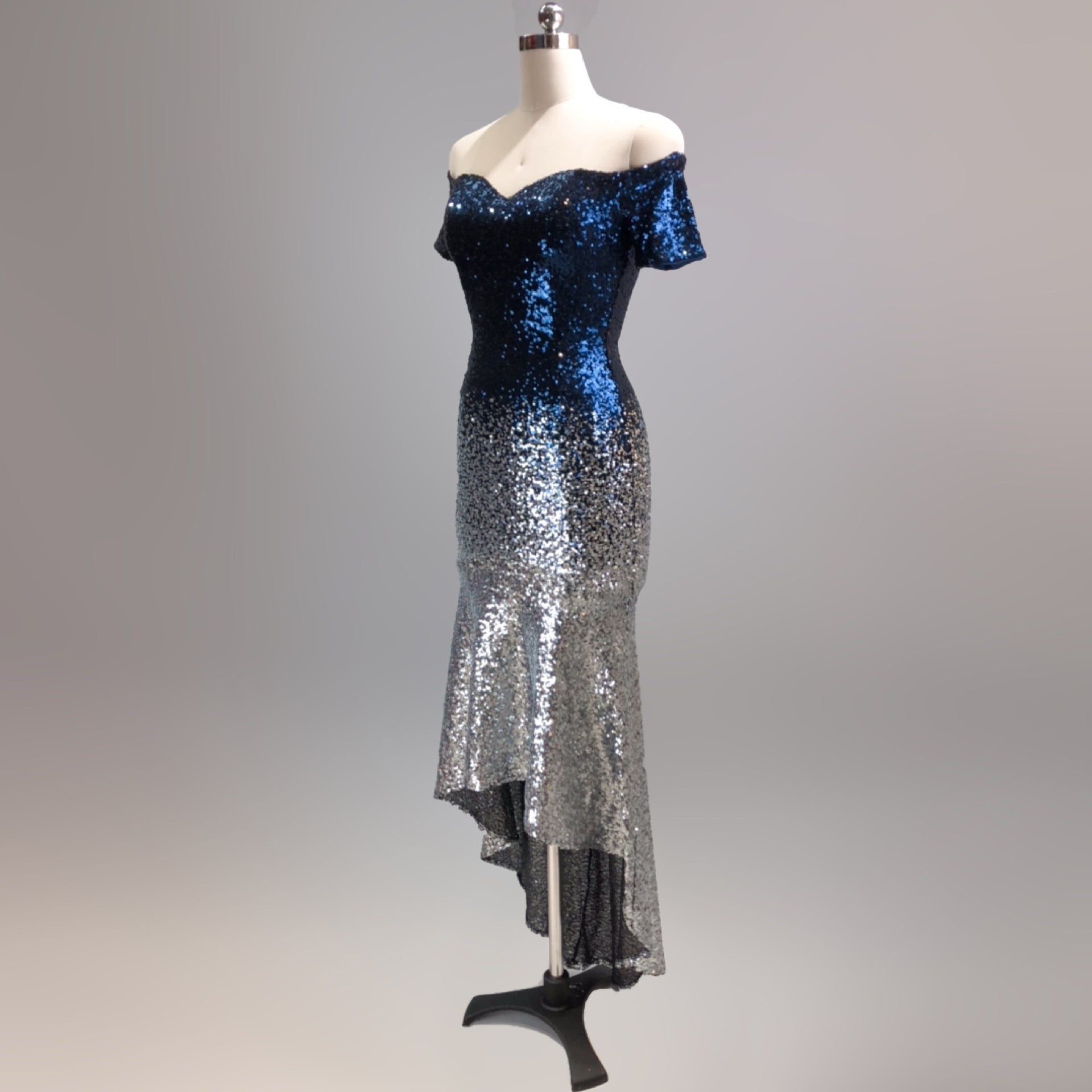 Short Sleeve Off Shoulder Dress See-Through L Gradient Beaded Dress Wedding Formal Party Party Dress 9