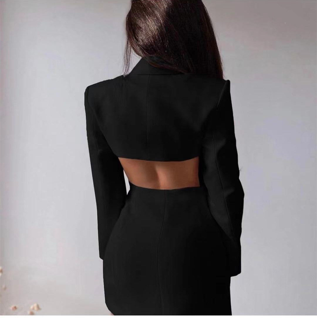 Women Backless Double-breasted Blazer Dress 5