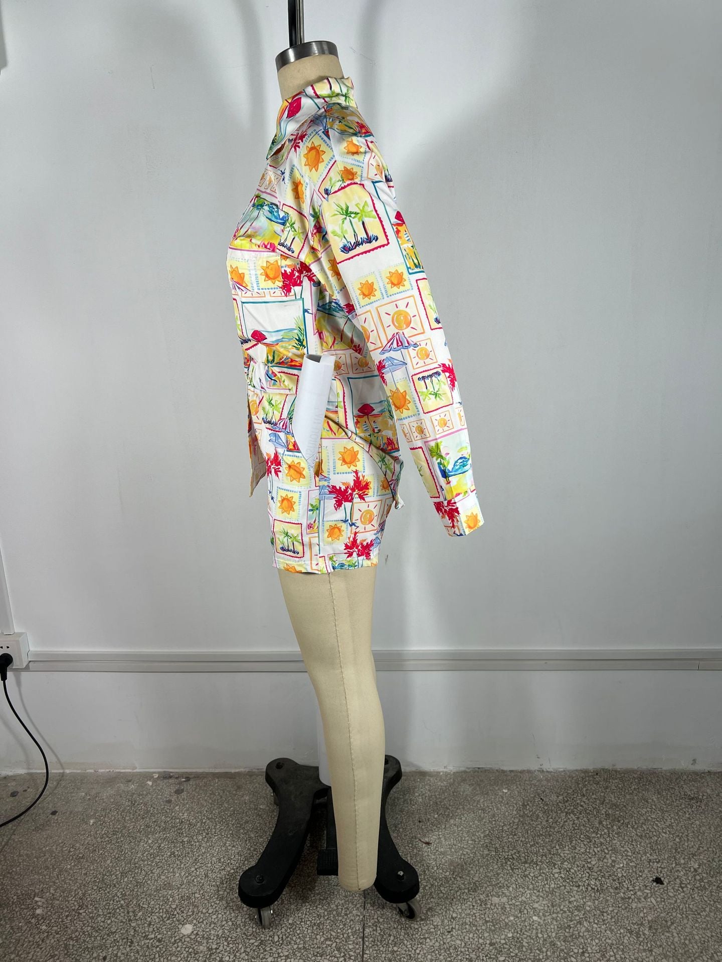 Print Long-Sleeve Shirt & Shorts Two-Piece Set 5