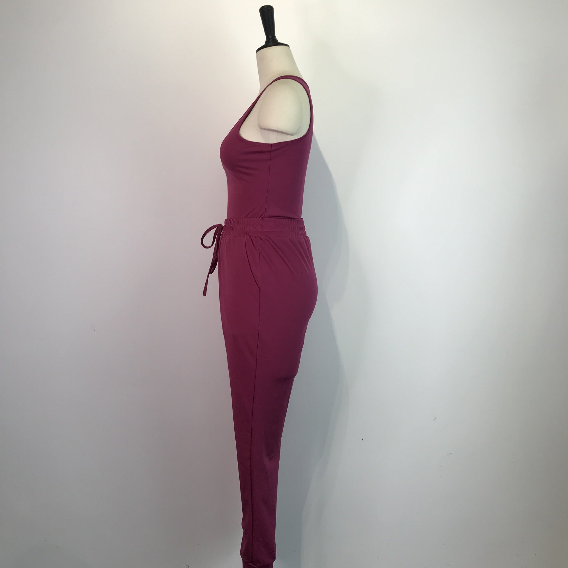 Women's Sexy Solid Vest Drawstring Trousers Two-Piece Set For Women 27