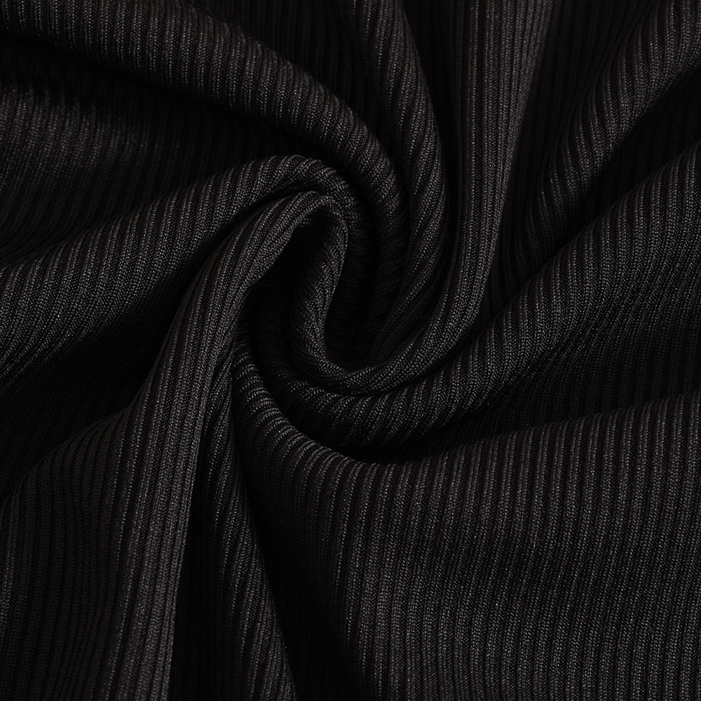 Women Summer Contrast Color Cut Out Round Neck Dress 14