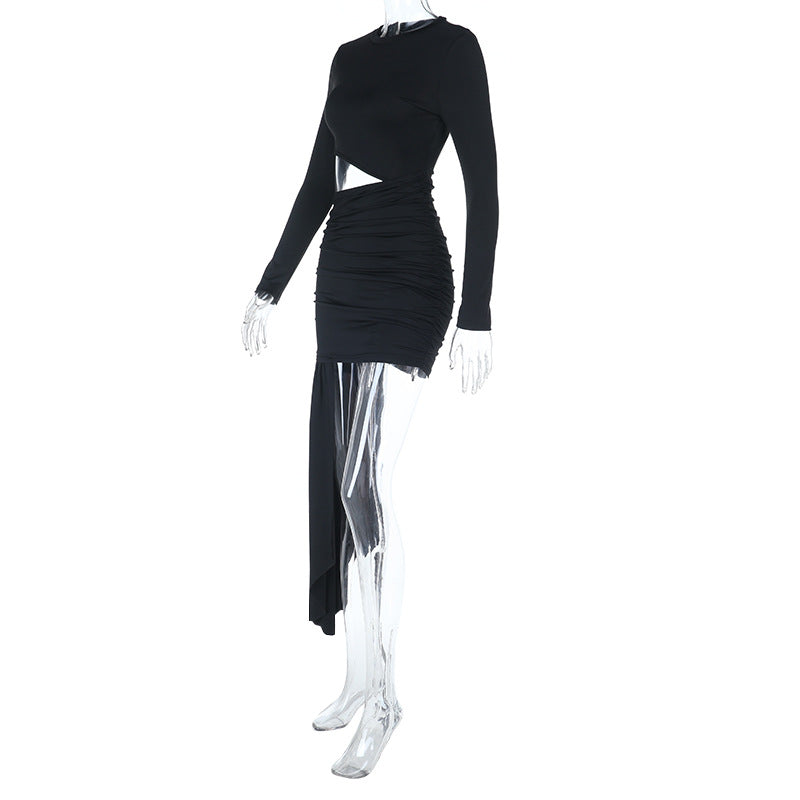 Women Round Neck Sexy Cutout Long-Sleeve Bodycon Dress 7