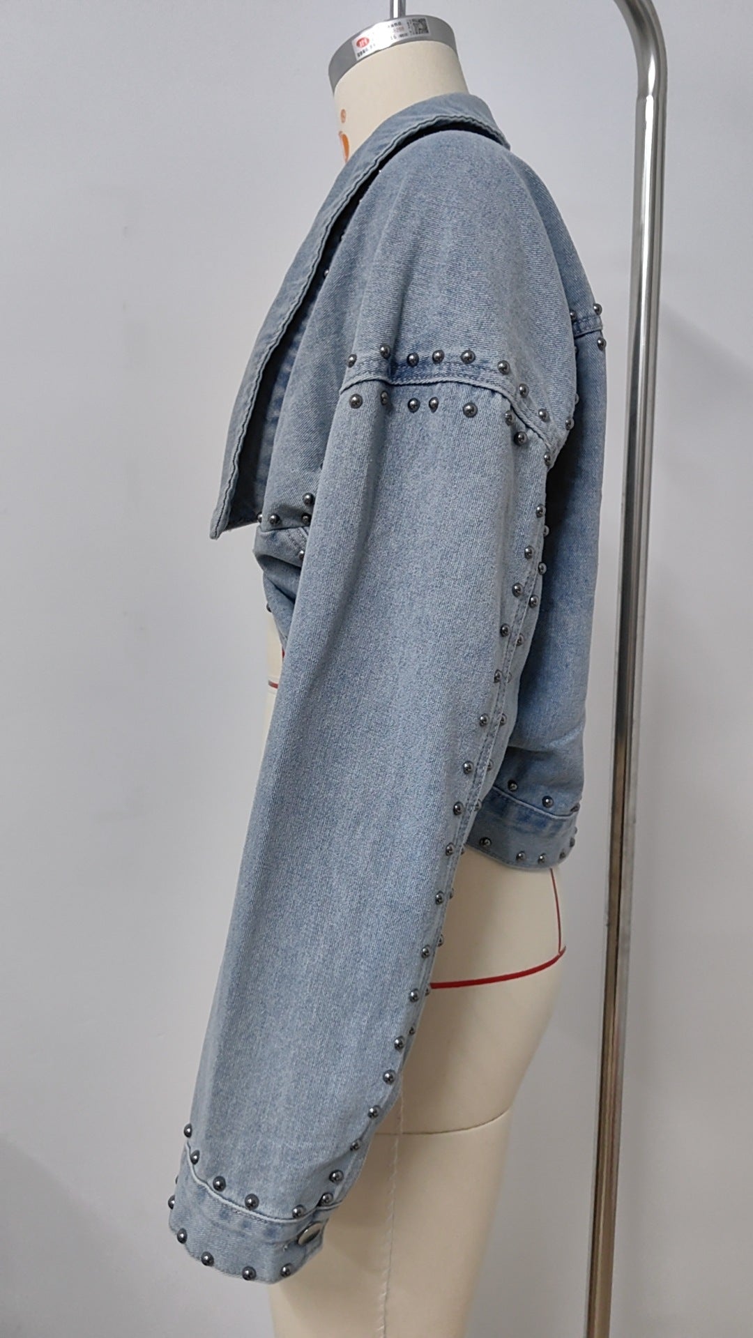 Women's Loose Long-Sleeved Rivet Denim Jacket Tops 12