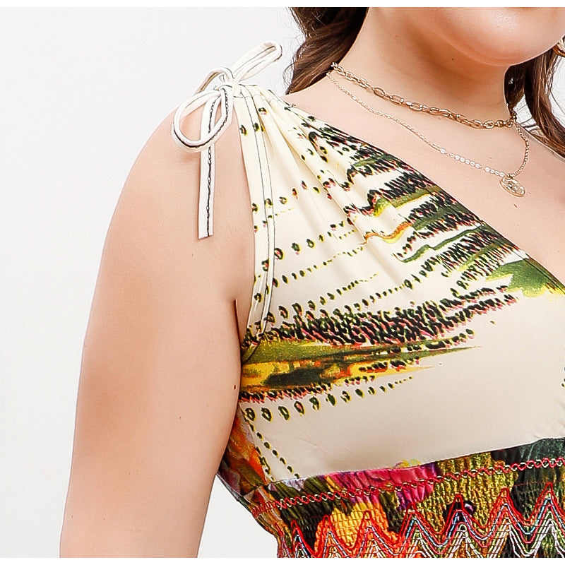 Plus Size Women Boho Print Beach Holidays Dress 18