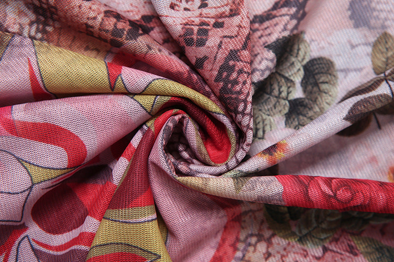 Summer Print Sexy Halter Sleeveless Hollow Bodycon Dress 14