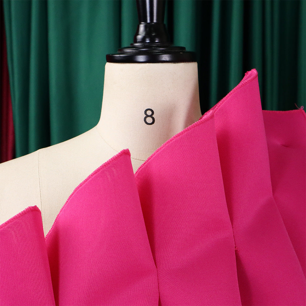 Plus Size Women Solid Sexy Pleated Formal Party Dress 21