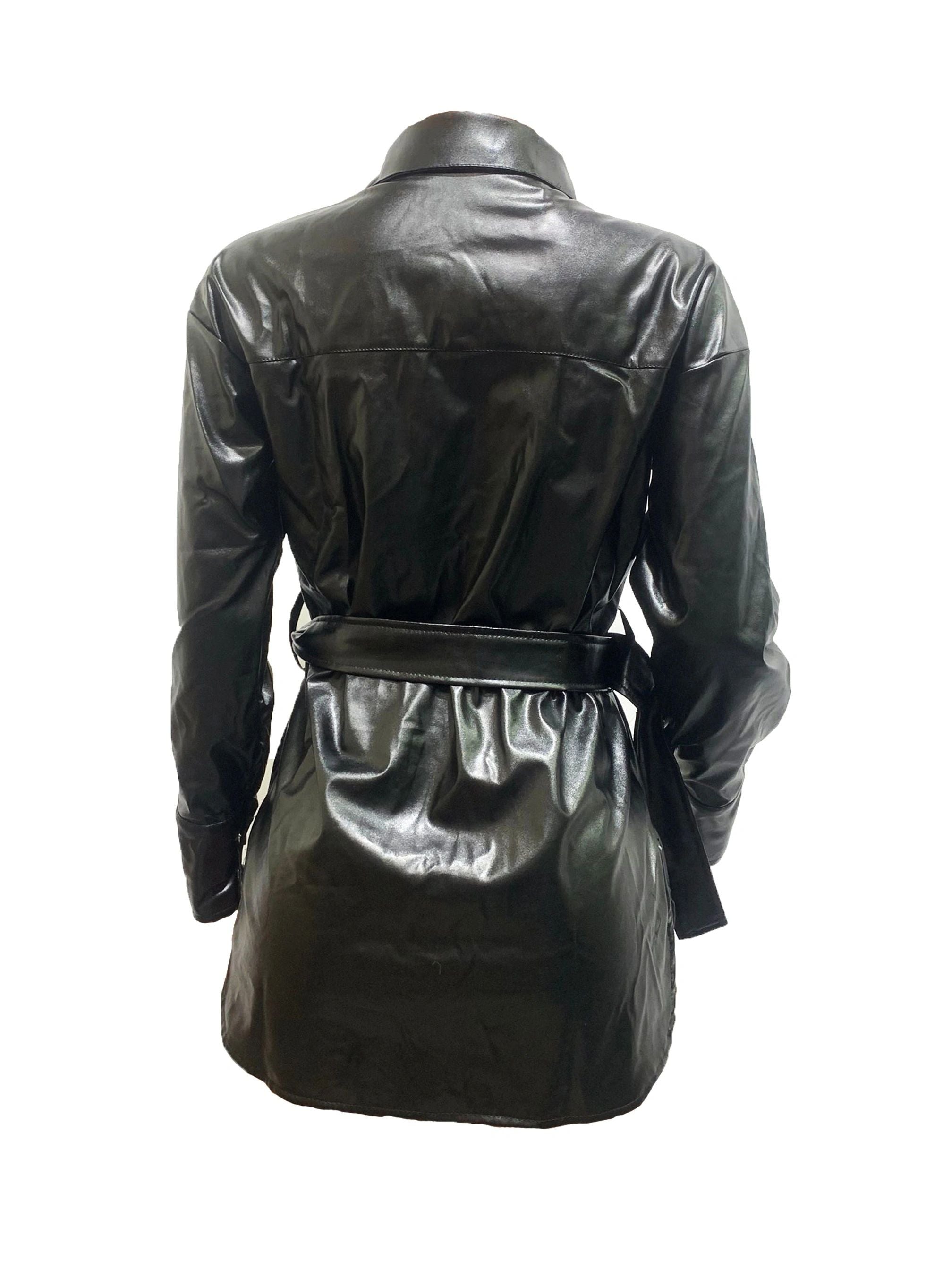 Fashionable Women's Button Belt Pu Leather Women's Top 5