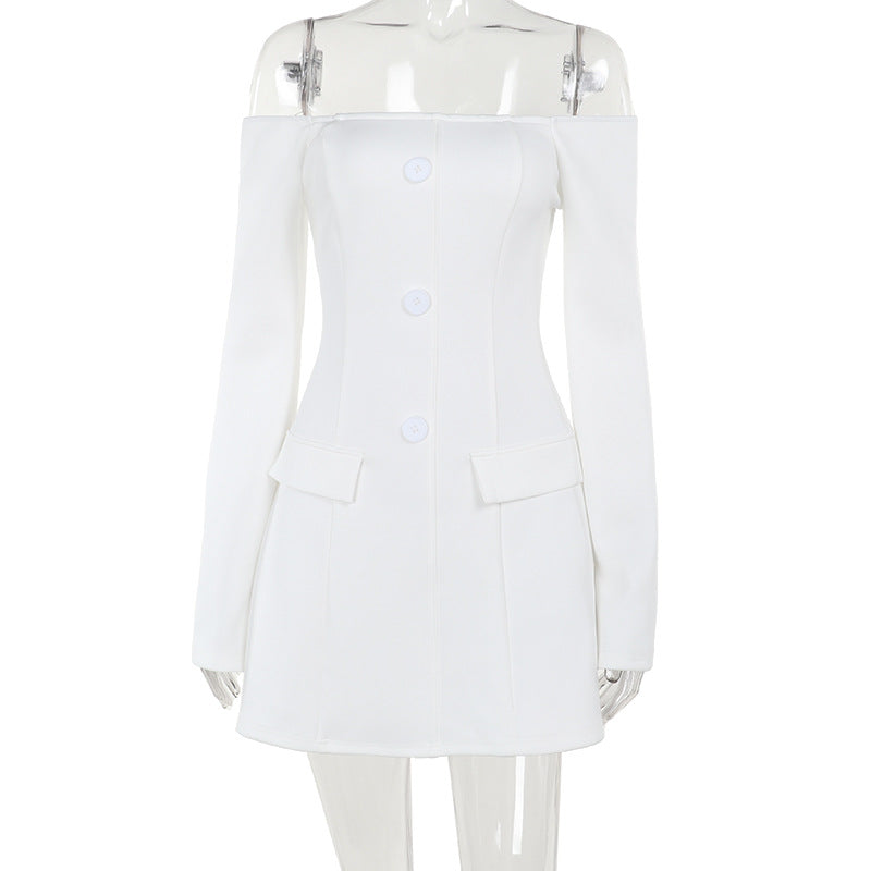 Summer Fashion Chic Slim Fit Off Shoulder Long Sleeve Bodycon Dress 5