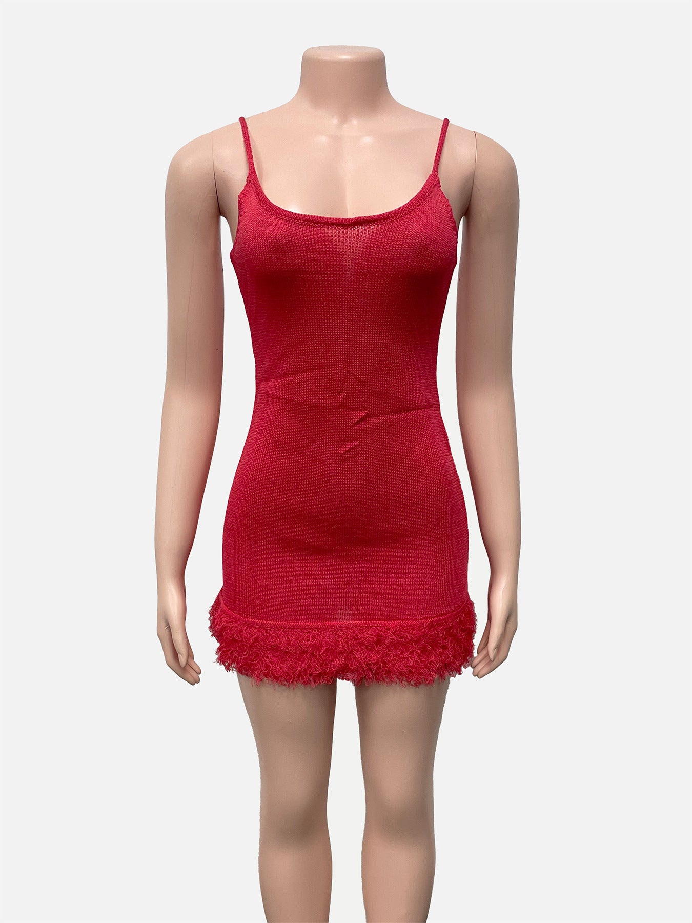 Summer Women's Sleeveless Slim Fit Fringe U-Neck Strap Dress 7