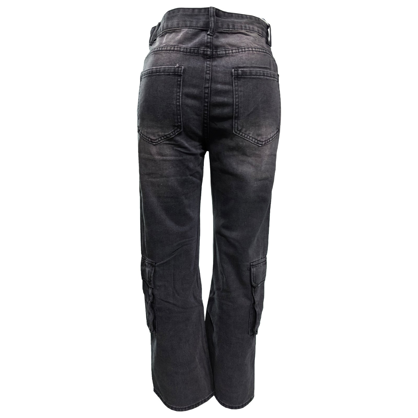 Women Pocket Cargo trousers Wide Leg Straight Washed Denim Pants 6