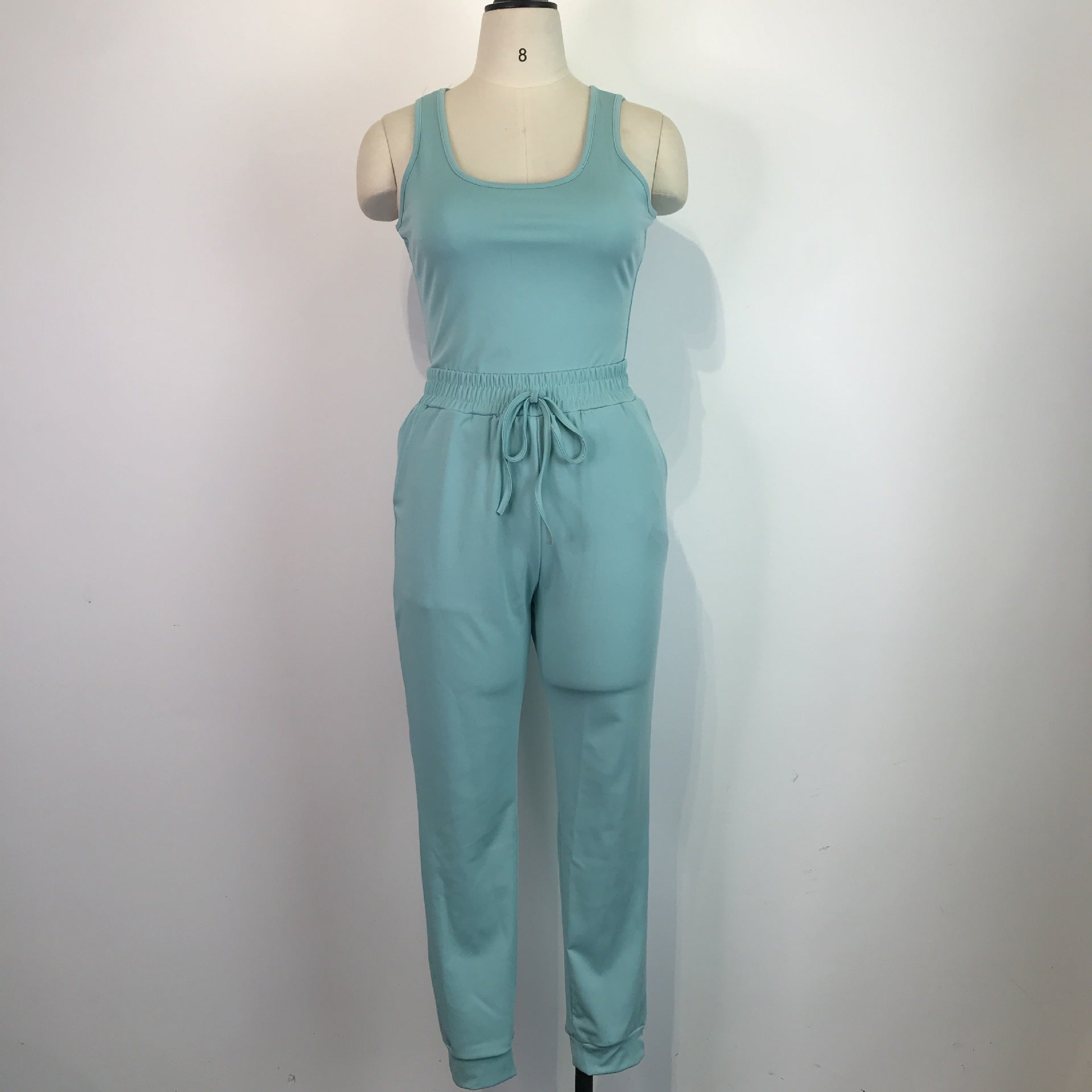 Women's Sexy Solid Vest Drawstring Trousers Two-Piece Set For Women 24