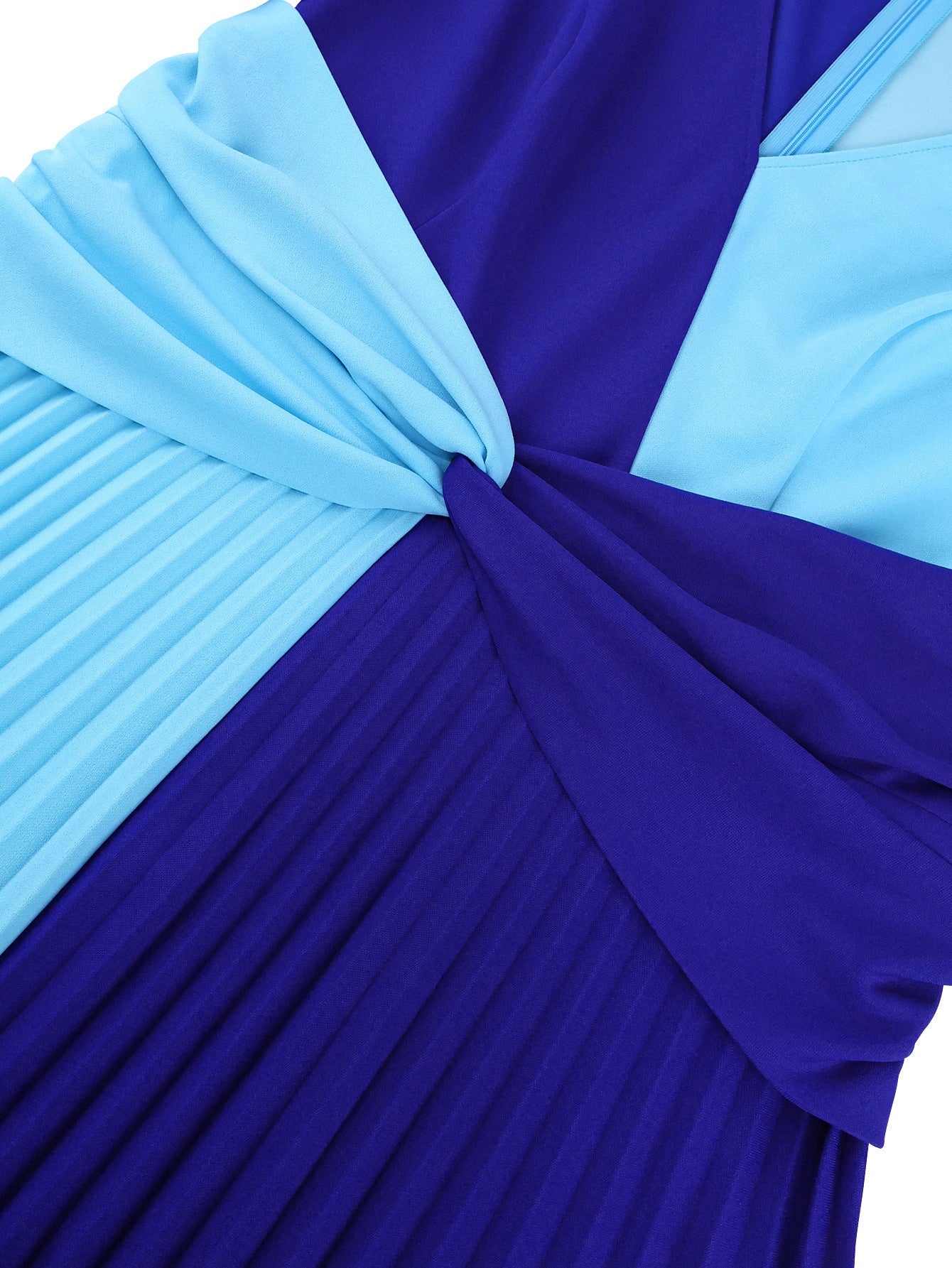 Color Block Patchwork V-Neck Sexy A-Line Dress Slim Waist Party Pleated Dress 9