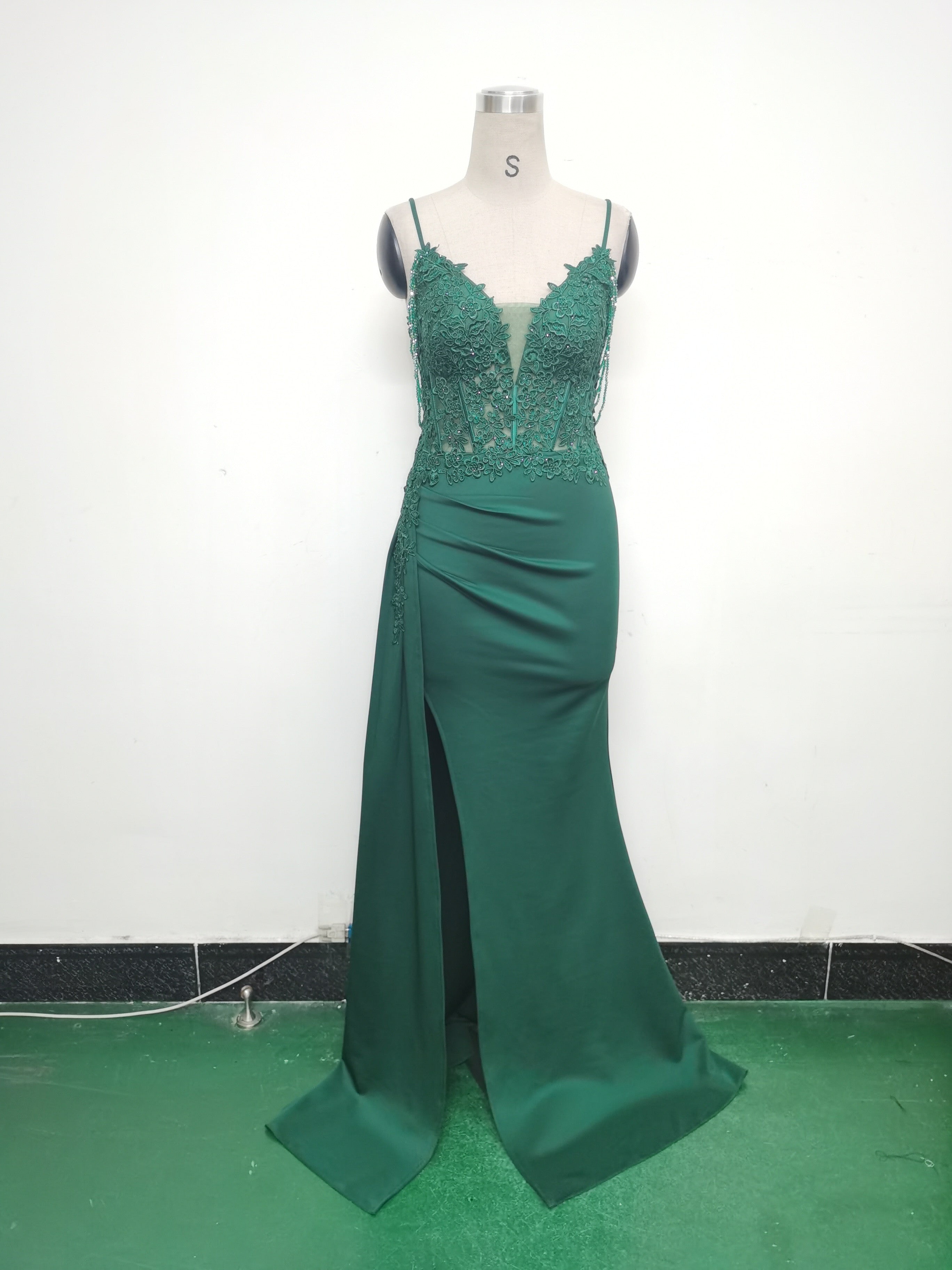 Women Beaded Flowered Fishbone Beaded Evening Dress 21