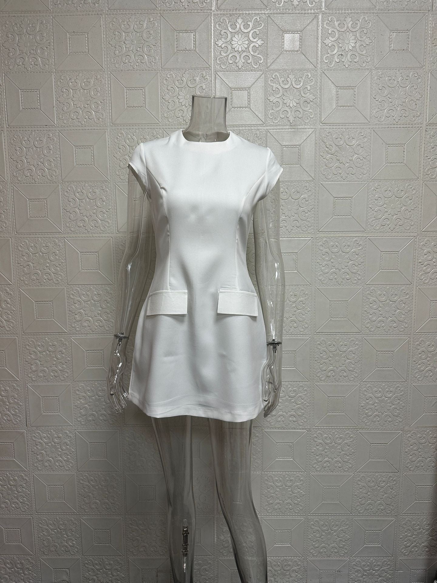 Women Solid Round Neck pocket dress 13