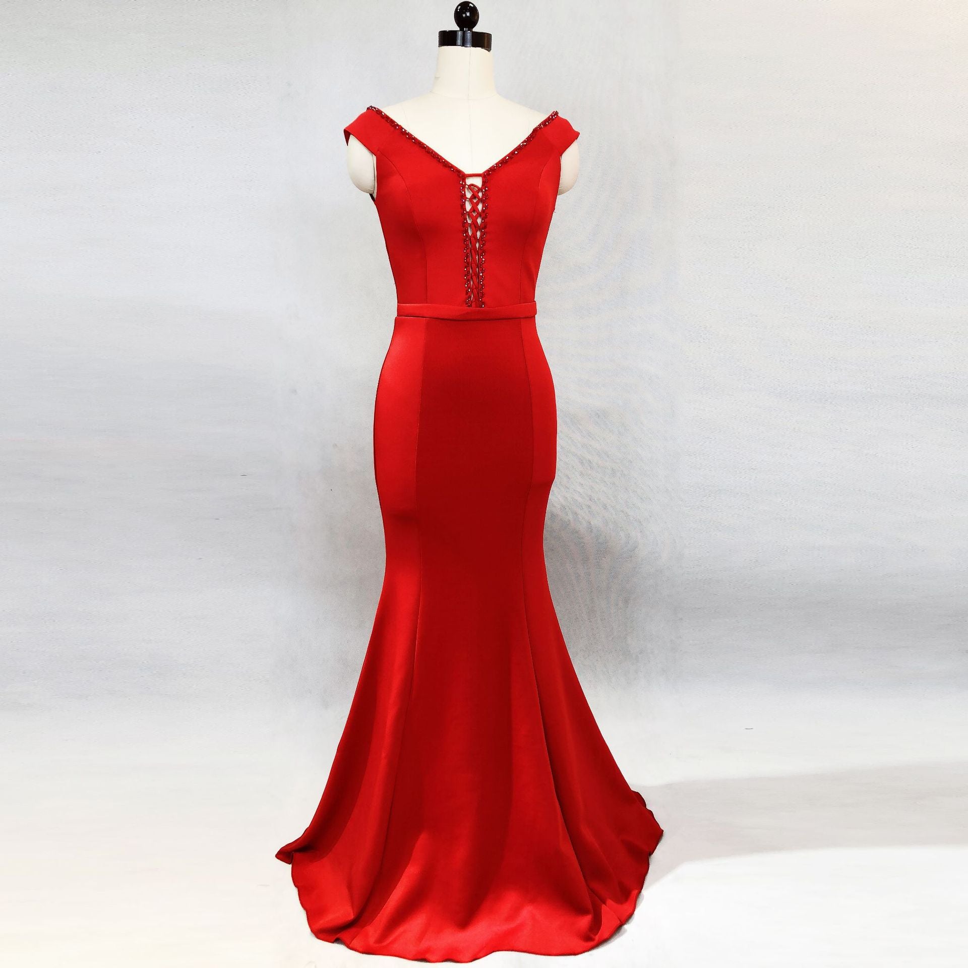 Women Elegant V Neck Slim Formal Party Maxi Mermaid Evening Dress 20
