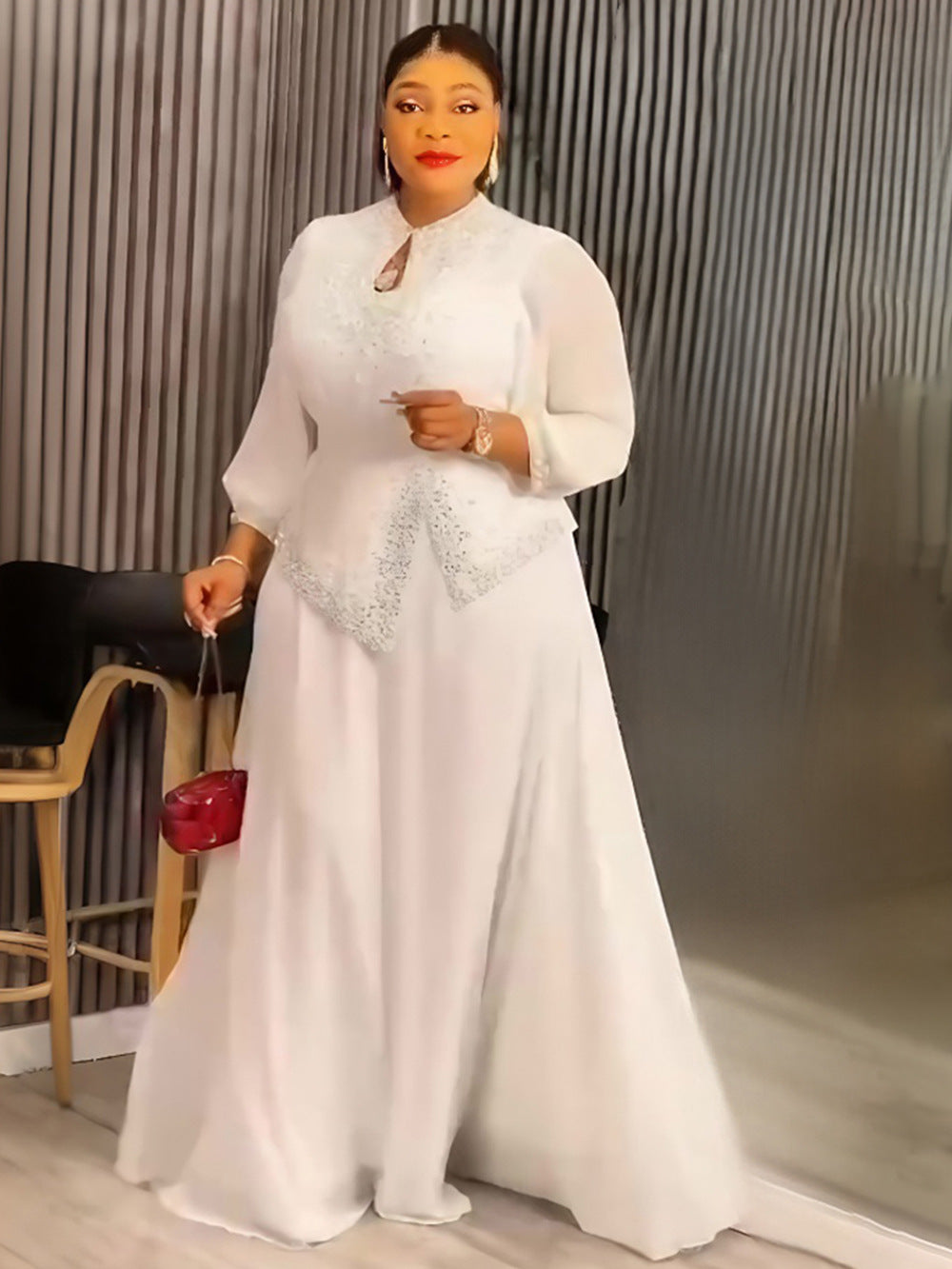 Career Women's Muslim Africa Beaded Fashion Plus Size Dress 6