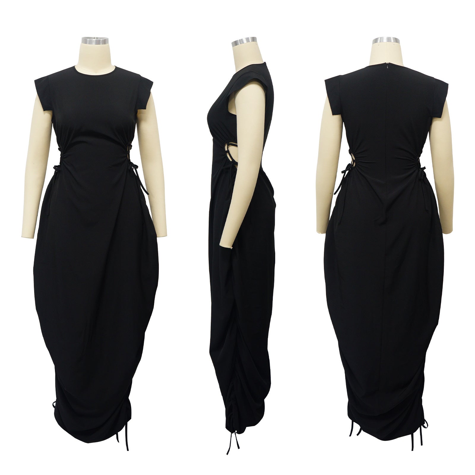 Summer Women Round Neck Solid Dress 29