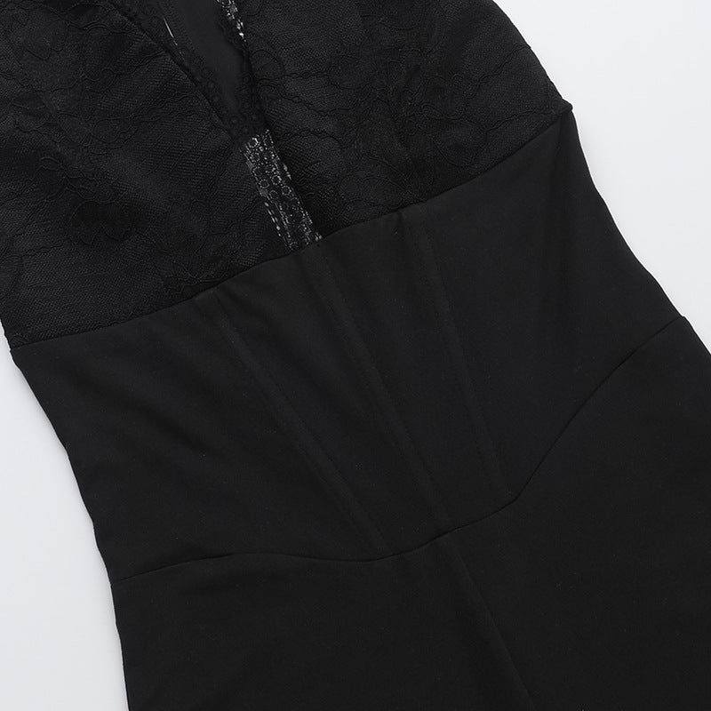 Women V Neck Hollow Sexy Halter Neck Summer Backless Jumpsuit 12