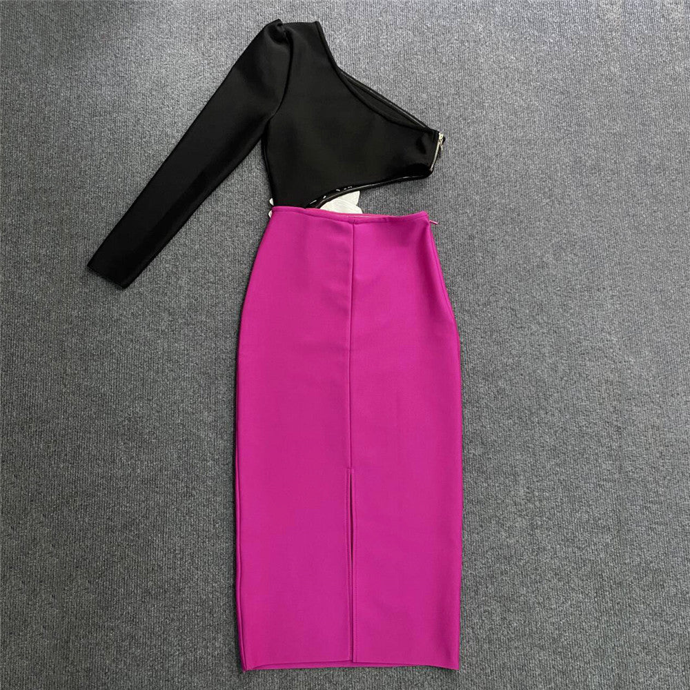 Spring & Summer Fashion Sexy One-Shoulder Floral Bandage Dress 7