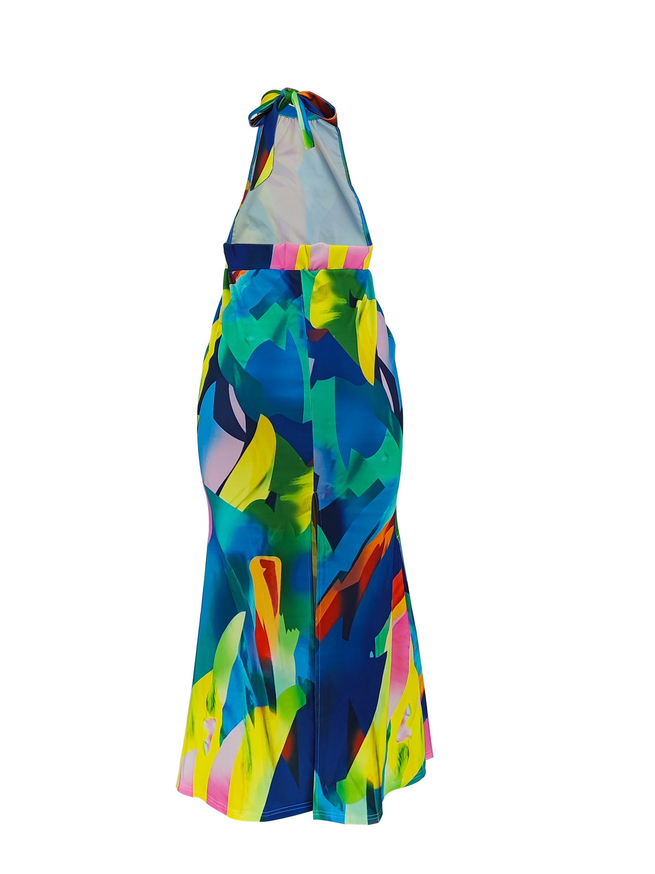 Women's Printed Halter Neck Backless Long Dress 7