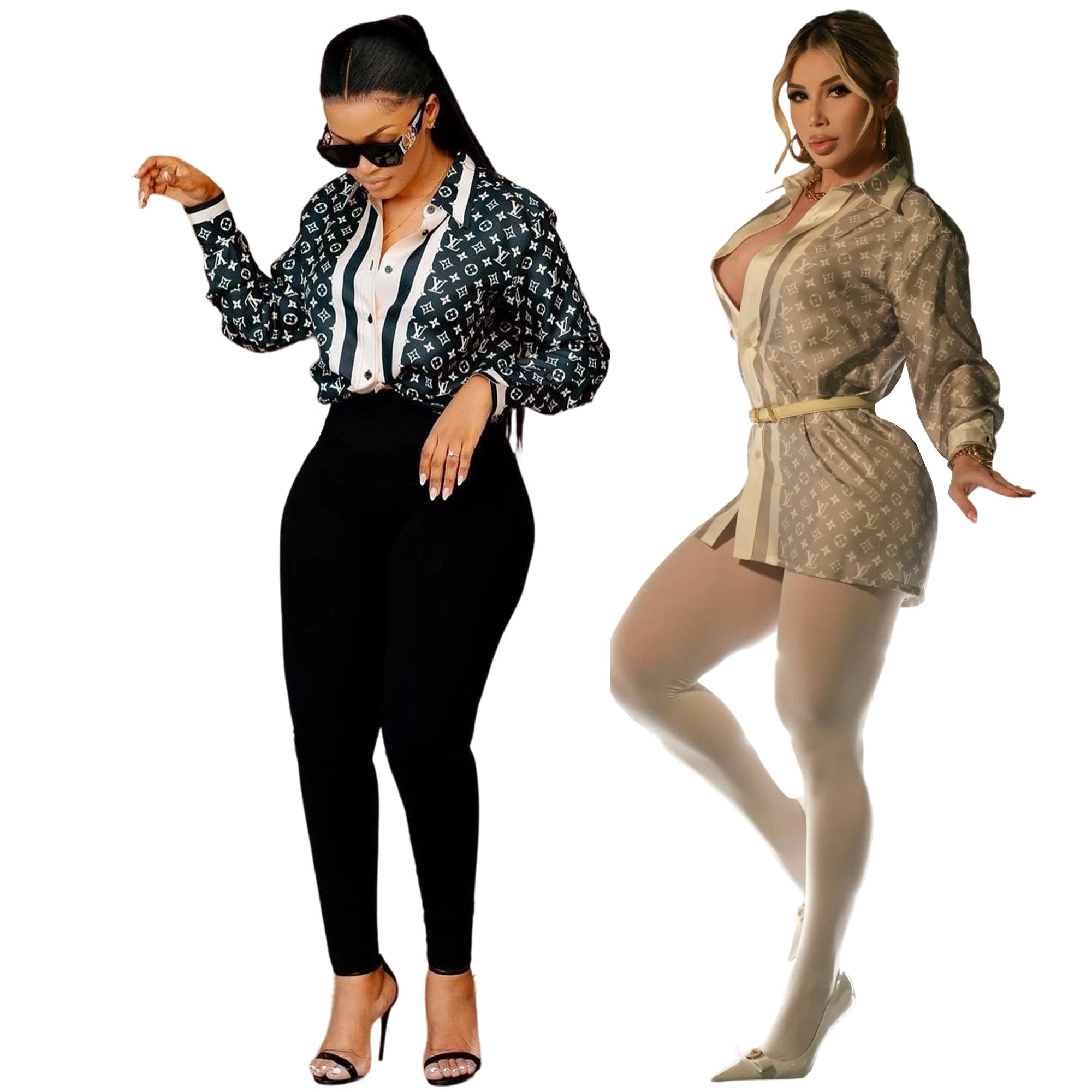 Women summer and autumn fashion classic casual printed shirt 12