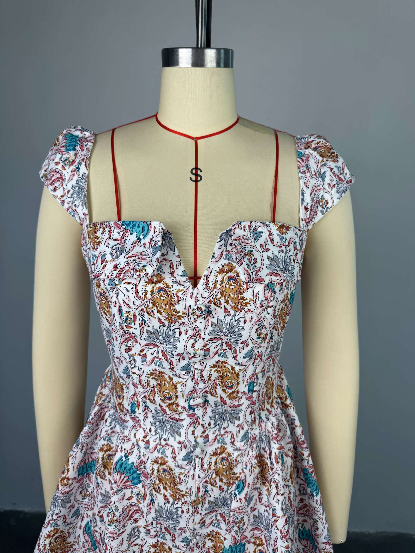 Women Summer Square Neck Printed Irregular Mini Dress 14