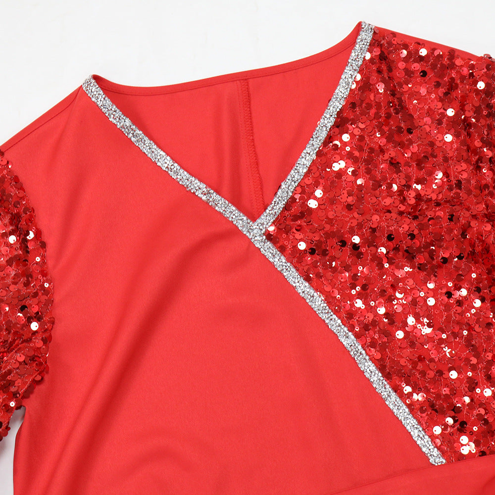 Dubai Arabian Sequin Patchwork Ironed Feather Robe 11