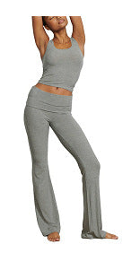 Fashion Ribbed Vest Folded Pants Women's Sports Two-piece Set 6