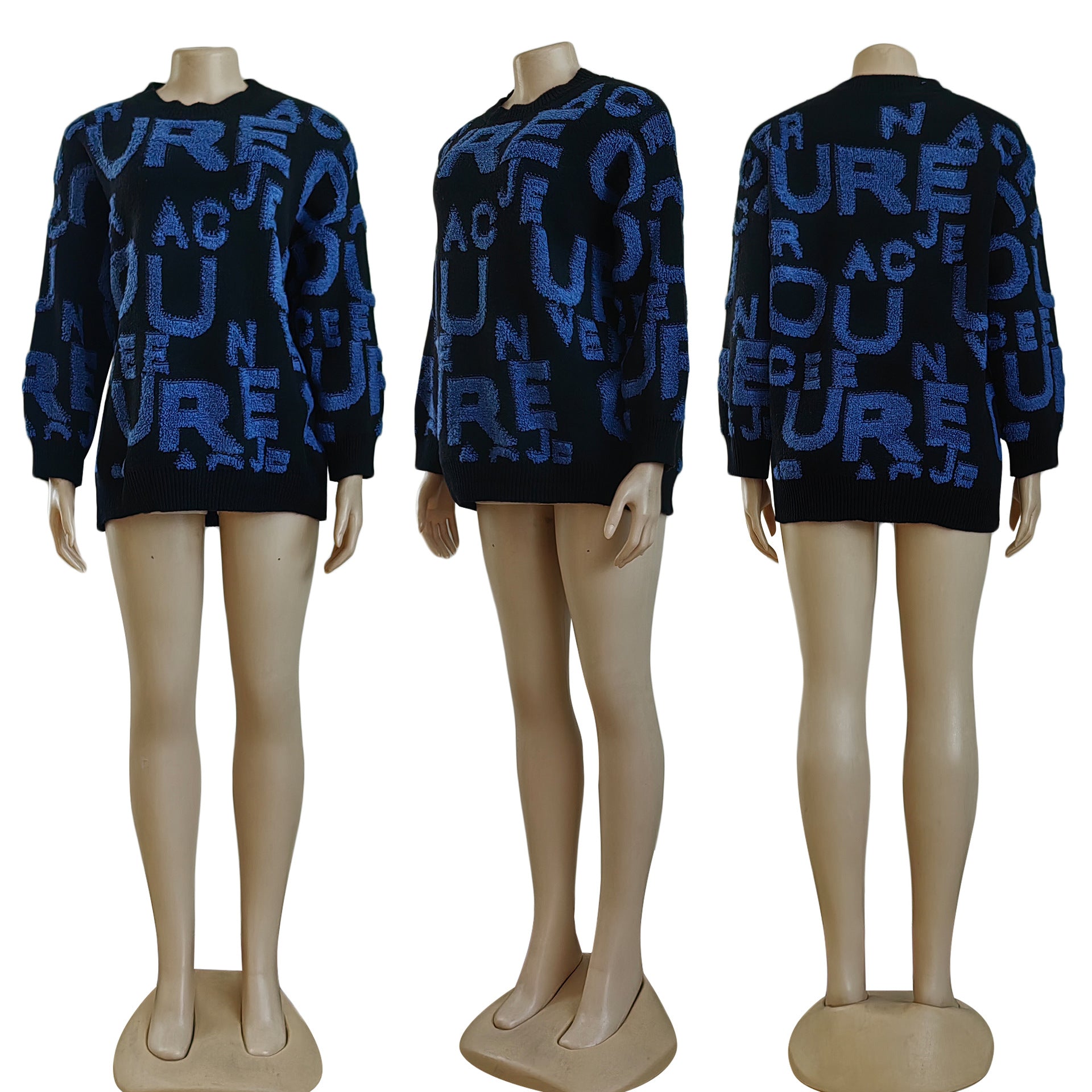 Women's Clothing Winter and Spring Street Trend Fashion Round Neck Knitting Sweater 4