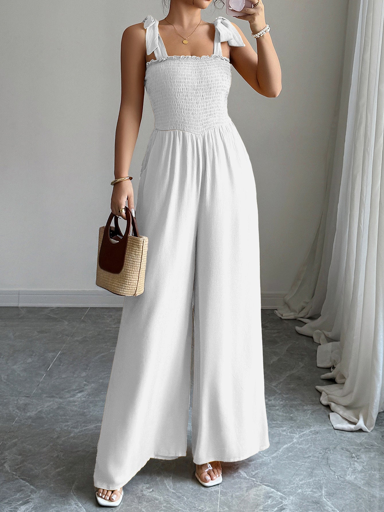 Women Casual suspender wide-leg jumpsuit 3