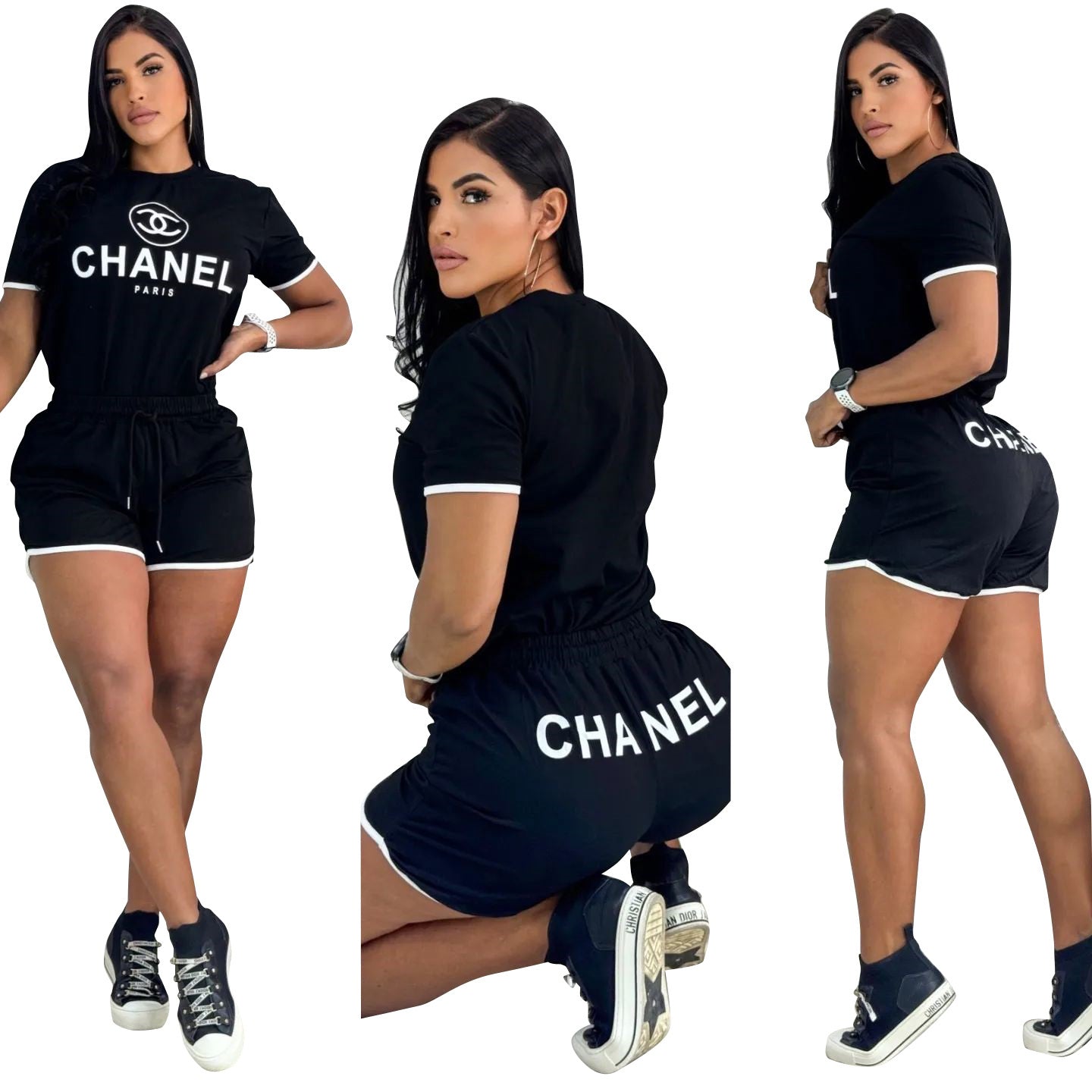 Women's Summer Elegant Chic Casual Fashion High-Quality Cotton Two-Piece Shorts Set 20